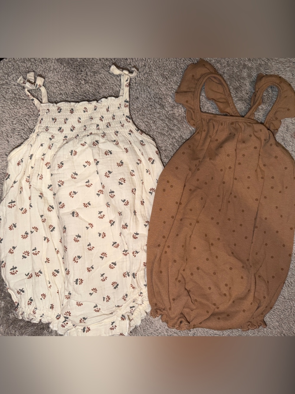 Quincy Mae Cream Floral & Brown Dot Camisole Set 12-18m